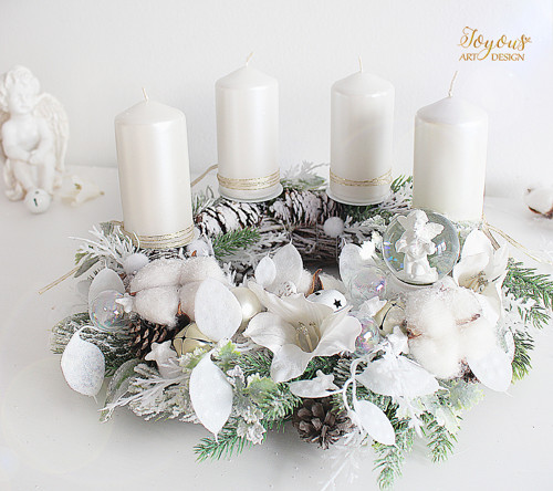 Třpytivý rustikální adventní věnec — foto 2