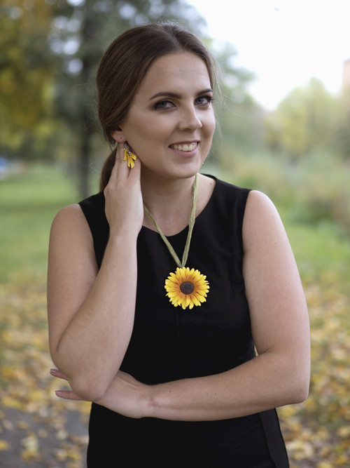 Náušnice slunečnicové lístky — foto 5