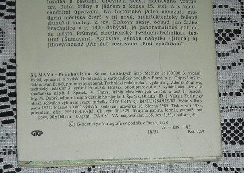 Šumava - Prachaticko, mapa 1:100 000, rok 1983 — foto 5