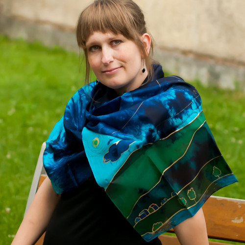 Šála hedvábná modrá — foto 6