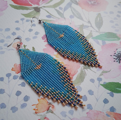 Bright ocean blue - šité náušnice — foto 3