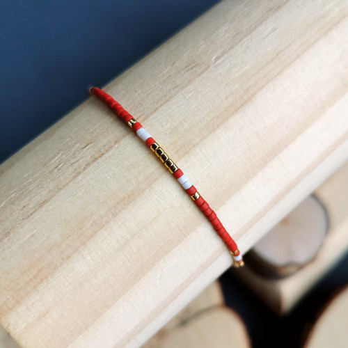 Miyuki náramek GOLD / RED — foto 3