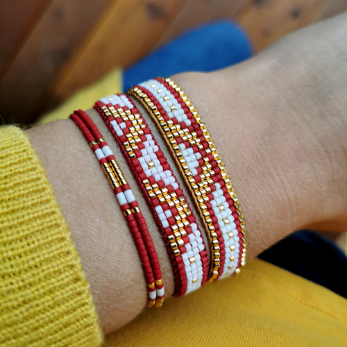 Miyuki náramek GOLD / RED — foto 2