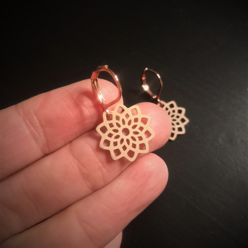 Ocelové náušnice*mandala*rosegold — foto 5