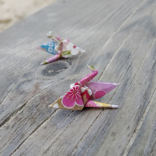 Origami náušnice - puzeta jeřáb mini — foto 4