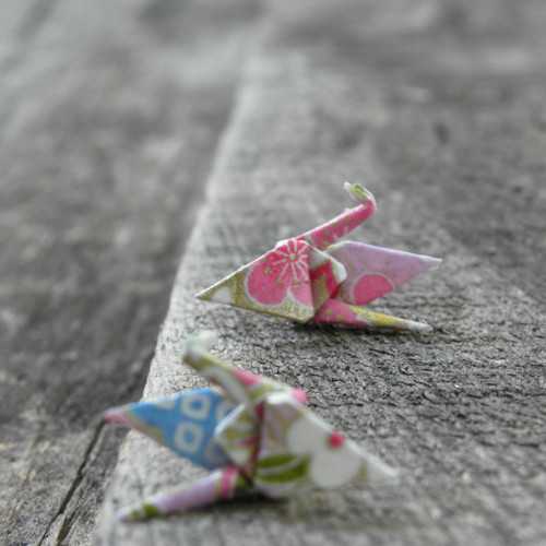Origami náušnice - puzeta jeřáb mini — foto 2