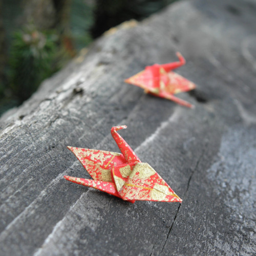 Jeřáb - origami náušnice - puzeta — foto 2