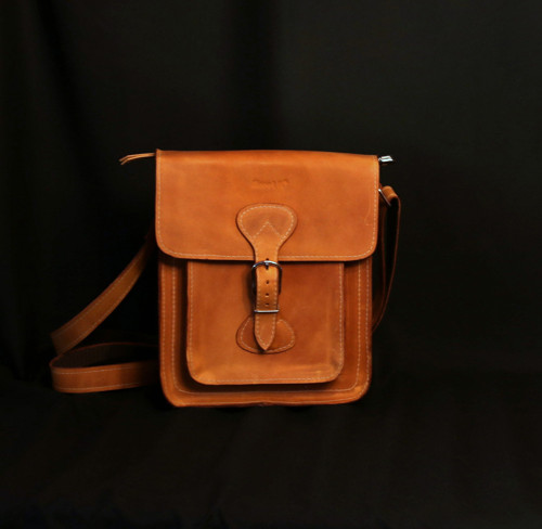 Leather Cross Body Bag Yellow, Pull Up effect — foto 2