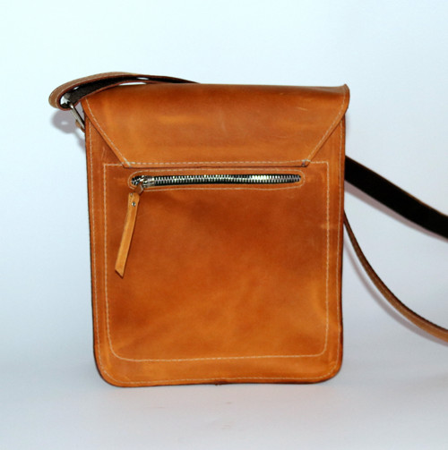 Leather Cross Body Bag Yellow, Pull Up effect — foto 4