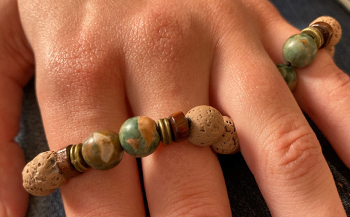 Náramek Brown Lava Green Jasper — foto 3