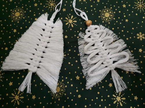 Vánoční macramé ozdoby Bílá sada 5 — foto 4