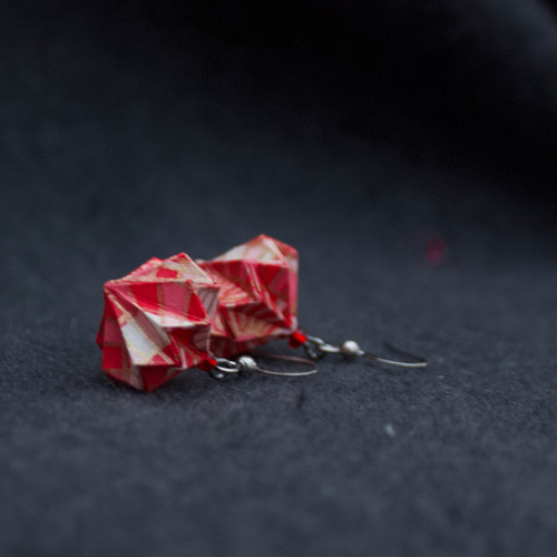 Lehoučké origami náušnice – červánkové — foto 3