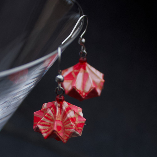 Lehoučké origami náušnice – červánkové — foto 4
