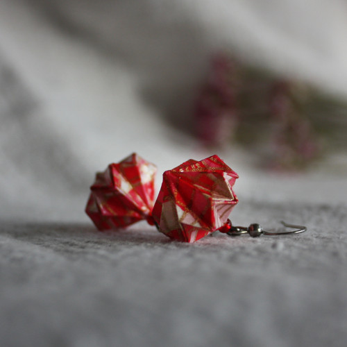 Lehoučké origami náušnice – červánkové — foto 6