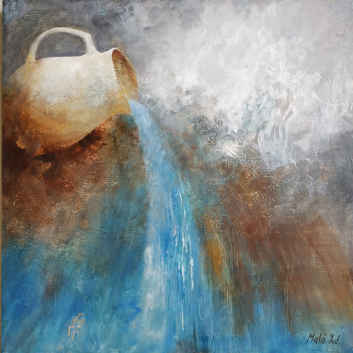 "VODNÁŘ",60x60, olej, sololit — foto 3