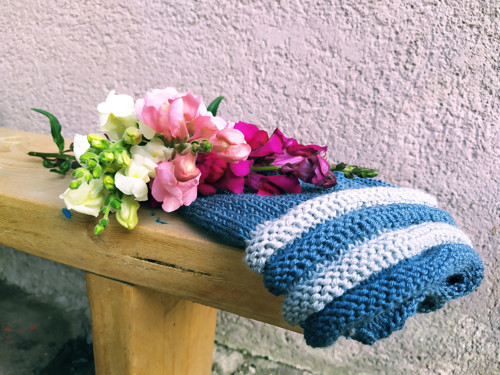 Dámská čapka MODRO - ŠEDÁ 50% merino — foto 5