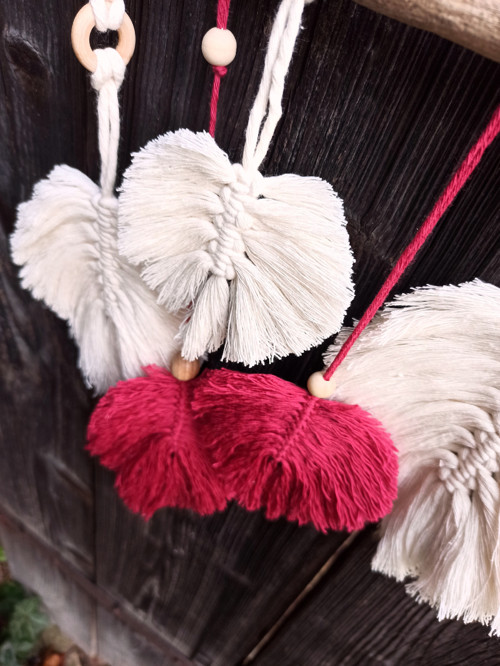 Macramé vínová pírka/lístky (pět) — foto 2