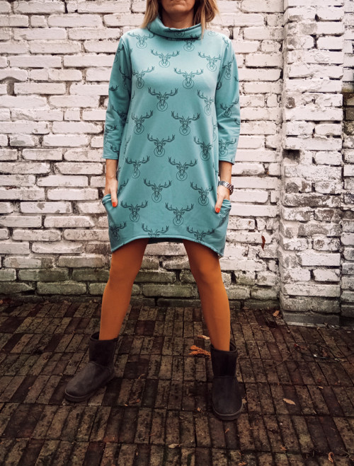 Deer světlé petrolejové- oversized,kapsy — foto 2