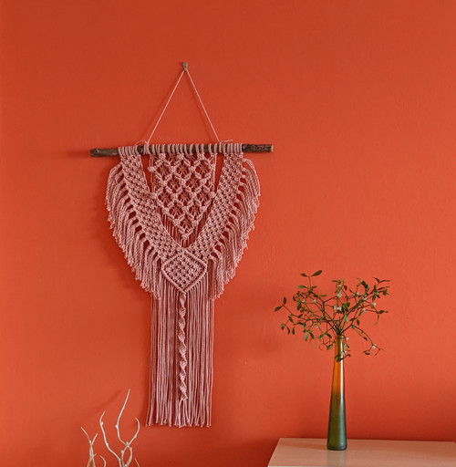 Macramé Boho záves pudrovo ružový — foto 5