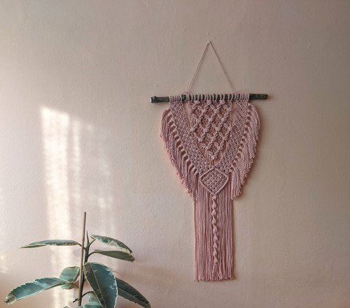 Macramé Boho záves pudrovo ružový — foto 4