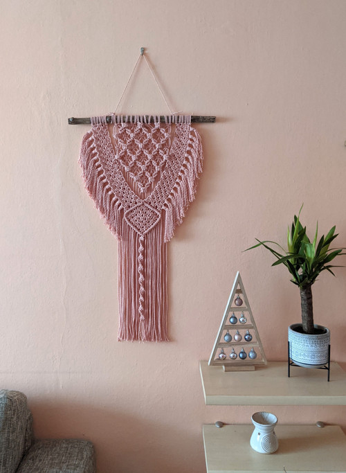 Macramé Boho záves pudrovo ružový — foto 2
