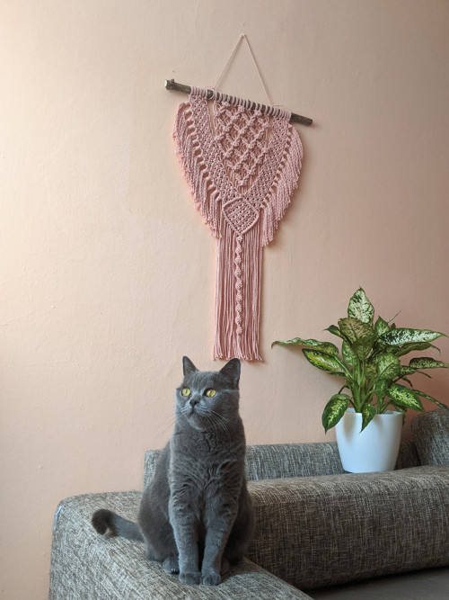Macramé Boho záves pudrovo ružový — foto 3