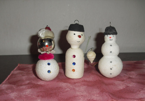 3x starožitné vánoční ozdoby, SNĚHULÁCI postavičky — foto 2