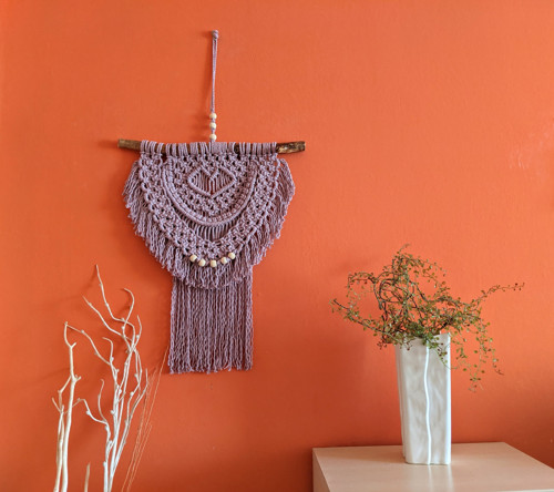 Macramé Boho záves svetle fialový — foto 2