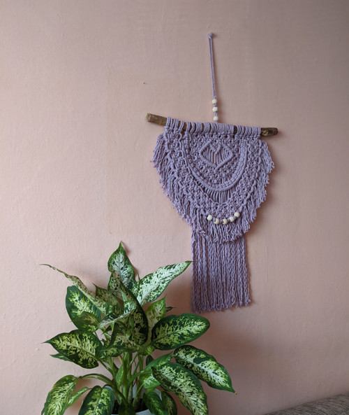 Macramé Boho záves svetle fialový — foto 3