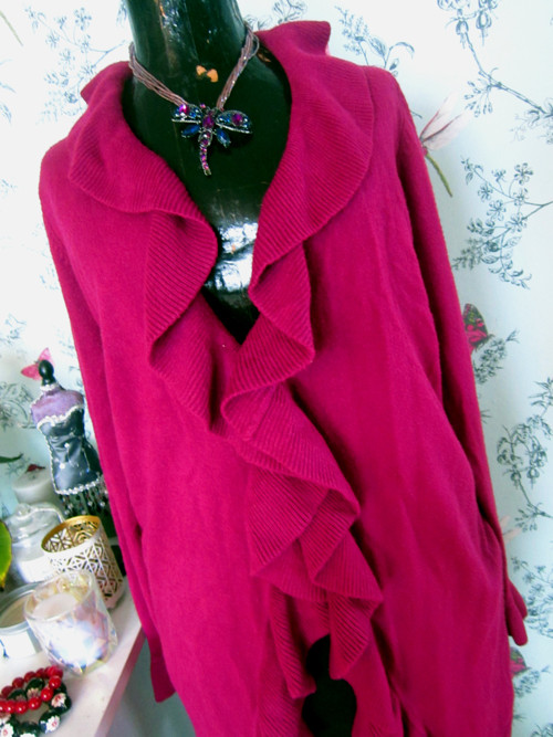 Kardigan boho fuchsiový — foto 3