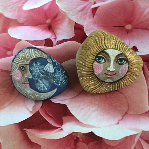 Malovaný kámen: Měsíc a Slunce — foto 4