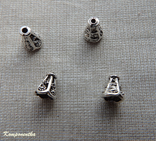 Kaplíky/ korálky starostříbro 6,5x7,5mm 4kusy — foto 2