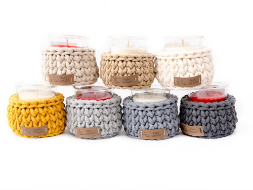 Háčkovaný obal na svíčku v barvě blush — foto 2