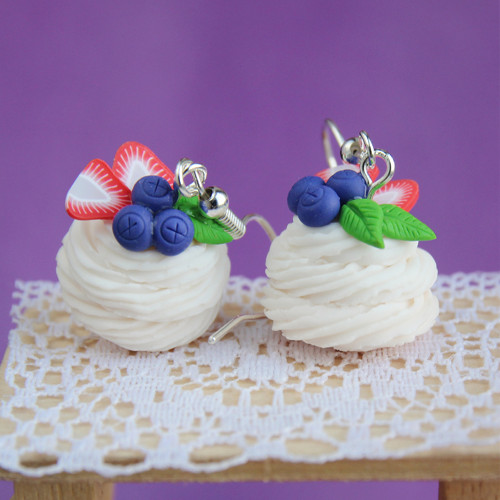 Pavlova (fimo náušnice dezert) — foto 2