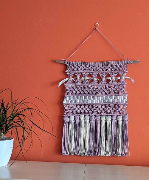 Macramé Boho záves lila — foto 3