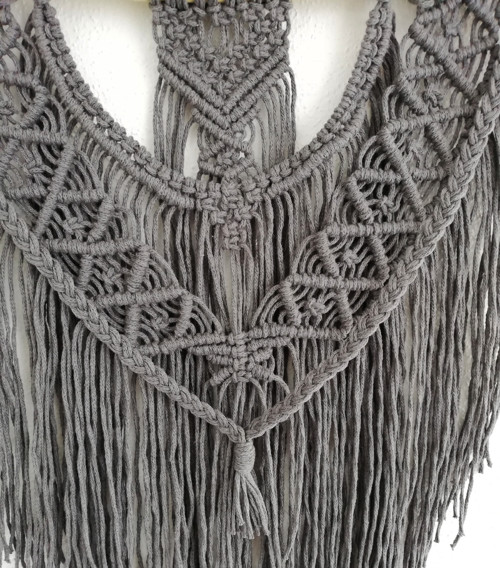 Dekorace macramé boho, makramé, drhaná šedá — foto 2