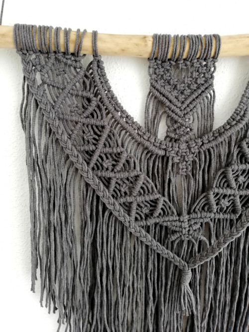 Dekorace macramé boho, makramé, drhaná šedá — foto 3