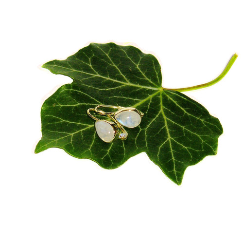 ZLATÉ náušnice RAINBOW MOONSTONE 10*7 — foto 2