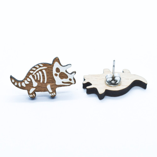 Dřevěné náušnice dino, dinosaur — foto 2