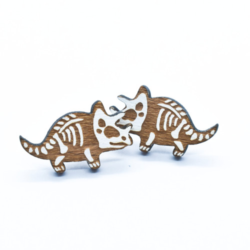 Dřevěné náušnice dino, dinosaur — foto 4