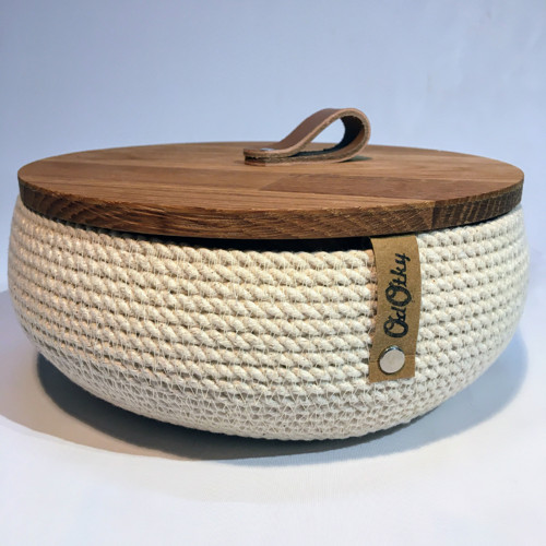 Košík s dřevěným víkem 20cm oblý — foto 2
