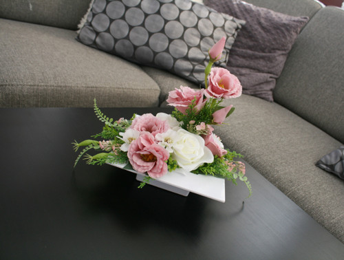 Ikebana s růžemi a eustomami bílorůžová — foto 6
