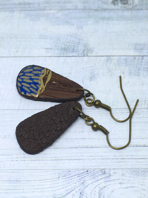 Náušnice s imitací dřeva — foto 2