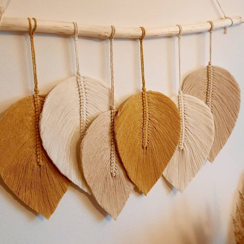 Macrame listy - hořčicová, béžová — foto 3