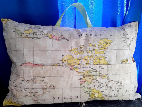 Čtecí polštář béžová - mapa světa — foto 3