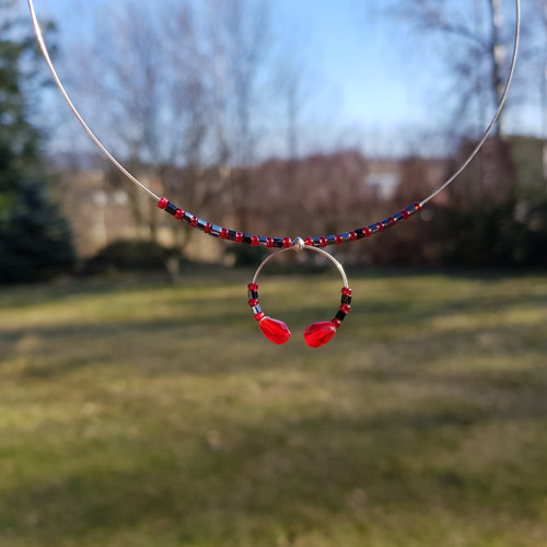 "Levitace P" Náhrdelník (ocel, sklo) — foto 3