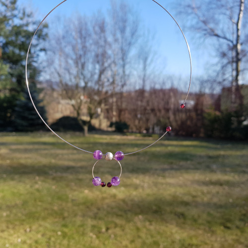 "Levitace P2" Náhrdelník (ametyst, granát) — foto 5