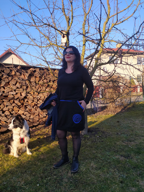 Sukně spirála+++aplikace v barvě modré+++ VEL.M — foto 3