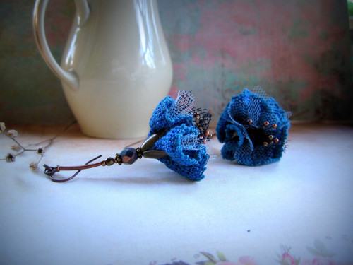 Blue Poppy - háčkované náušnice — foto 2