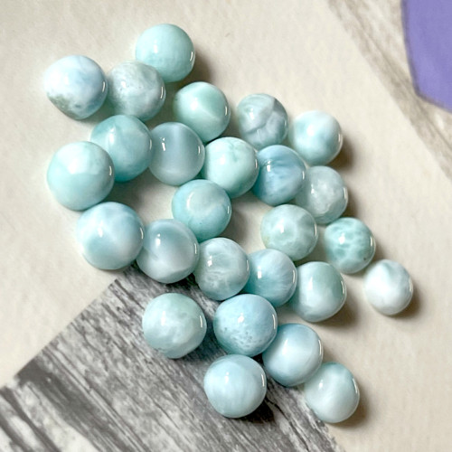 Larimar kabošon kruh / 6mm — foto 3